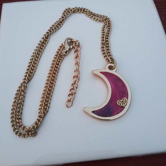 Hand Crafted Jewelry - Hand Crafted Moon Heart Necklace Resin Art Gold
